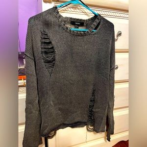 Forever 21 Distressed Slouchy Grey Sweater
